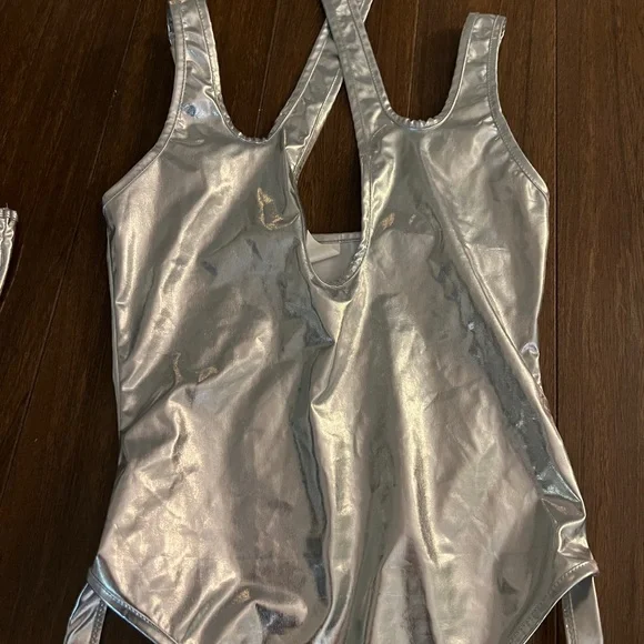 iHeartRaves Silver Metallic Bodysuit - Picture 3 of 6